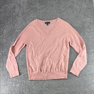 Banana Republic Soft Pink 100% Merino Wool V Neck Sweater Blouse Womens M